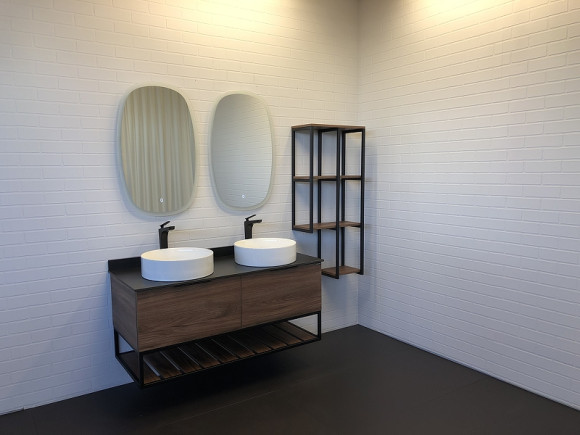 Тумба с раковинами Comforty Порто 120-2 00-00001287 подвесная Дуб темно-коричневый