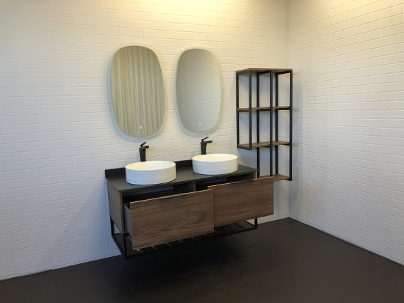 Тумба с раковинами Comforty Порто 120-2 00-00001287 подвесная Дуб темно-коричневый