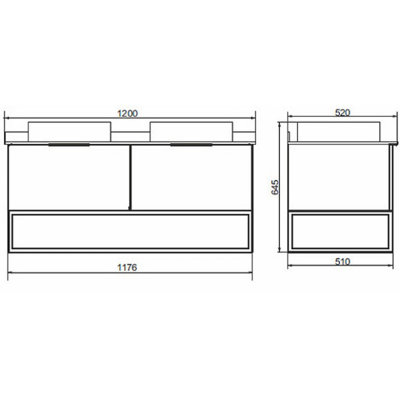 Тумба с раковинами Comforty Порто 120-2 00-00001287 подвесная Дуб темно-коричневый