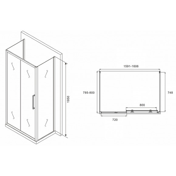 Душевой уголок Abber Schwarzer Diamant 160x80 AG30160MH-S80M-S80M профиль Хром стекло матовое Душевой уголок Abber Schwarzer Diamant 160x80 AG30160MH-S80M-S80M профиль Хром стекло матовое