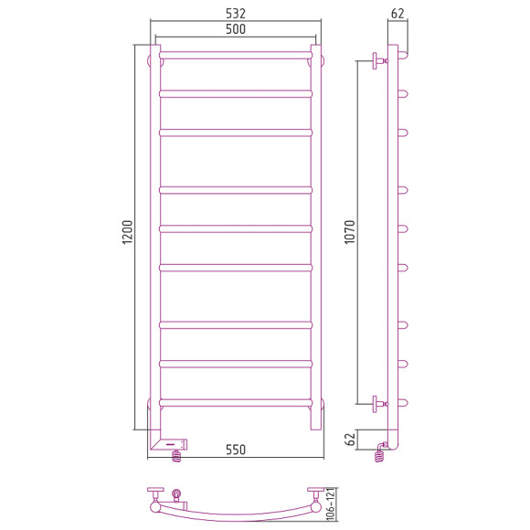 Электрический полотенцесушитель Сунержа Галант 2.0 1200x500 L 31-5200-1250 Черный матовый Электрический полотенцесушитель Сунержа Галант 2.0 1200x500 L 31-5200-1250 Черный матовый