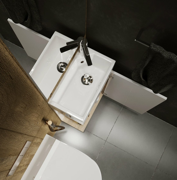 Тумба с раковиной 1MarKa Laura 40П R У85927 подвесная Дуб сонома Белый глянец