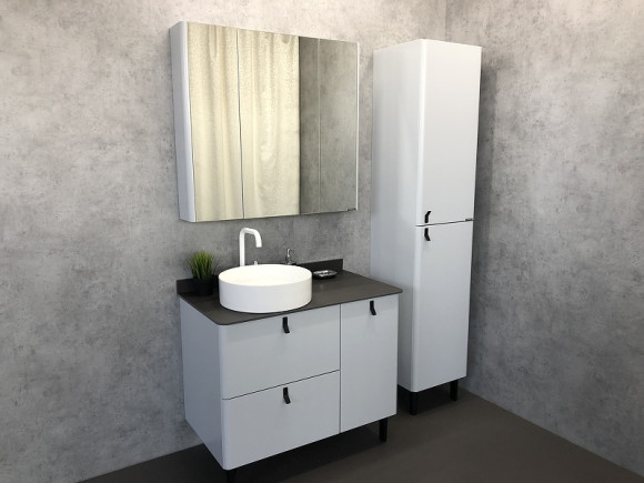 Зеркальный шкаф Comforty Сорренто 90 00-00001968 Светло серый Зеркальный шкаф Comforty Сорренто 90 00-00001968 Светло серый