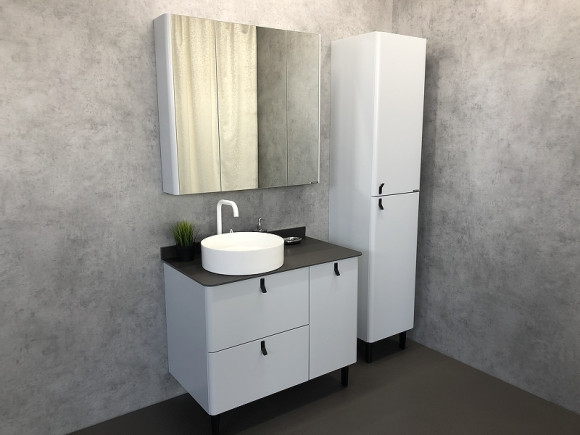 Зеркальный шкаф Comforty Сорренто 90 00-00001968 Светло серый Зеркальный шкаф Comforty Сорренто 90 00-00001968 Светло серый