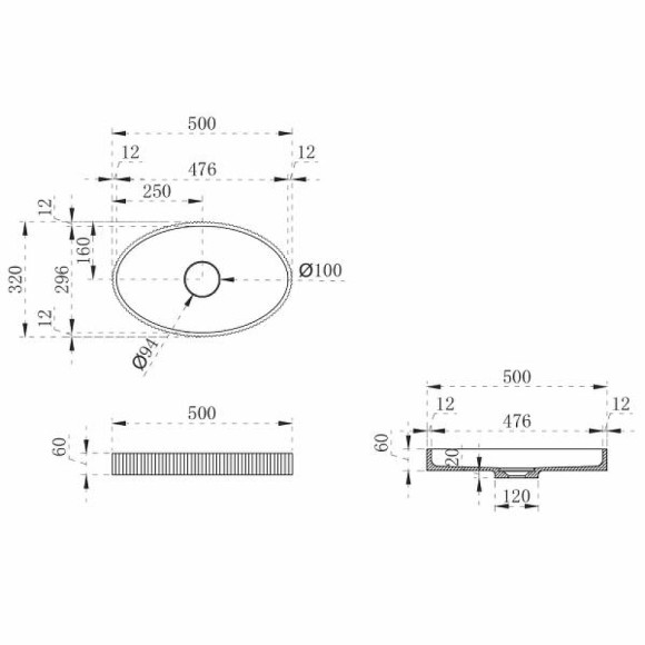 Раковина-чаша Abber Stein 50 AS2603 Белая