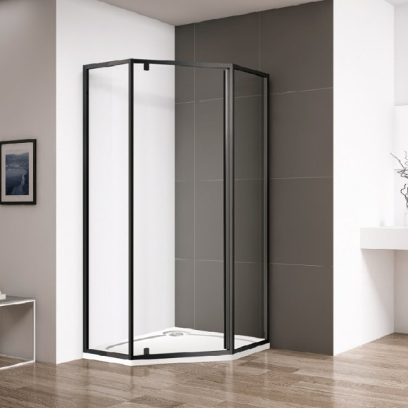 Душевой уголок Cezares Eco P-1 90х90 профиль Черный стекло прозрачное Душевой уголок Cezares Eco P-1 90х90 профиль Черный стекло прозрачное