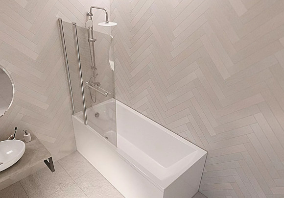 Шторка на ванну 1MarKa 85x150 P-05 профиль Хром стекло прозрачное