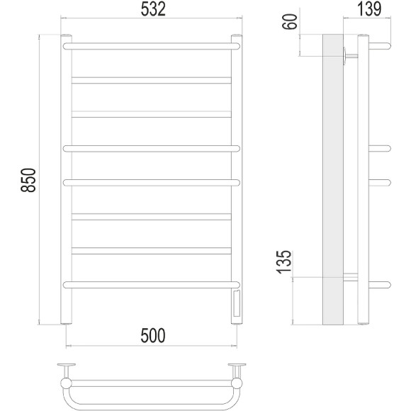Электрический полотенцесушитель Terminus Евромикс П8 500х850 4670078531292 Хром Электрический полотенцесушитель Terminus Евромикс П8 500х850 4670078531292 Хром