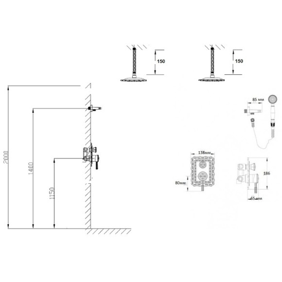 Душевая система Bronze de Luxe Windsor 10138/1F Бронза
