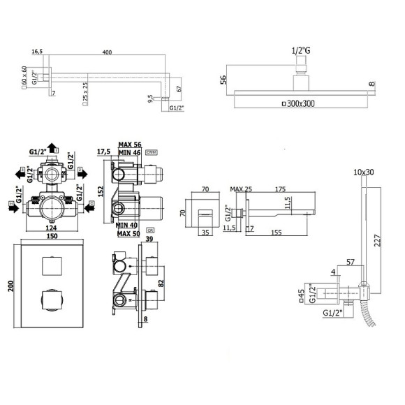 Душевая система Paffoni Level KITLEQ519CR120KING с термостатом Хром