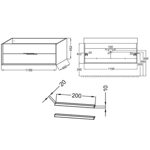 Тумба под раковину Jacob Delafon Vivienne 120 EB1509-N18-N18 подвесная Белая ручки Хром Тумба под раковину Jacob Delafon Vivienne 120 EB1509-N18-N18 подвесная Белая ручки Хром