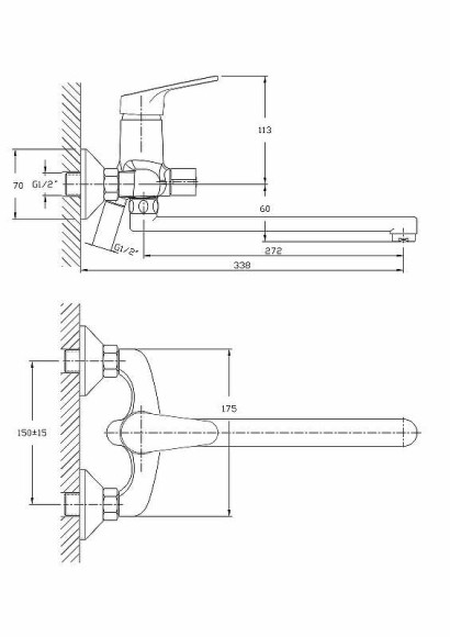 Смеситель для ванны Haiba HB2216 универсальный Хром