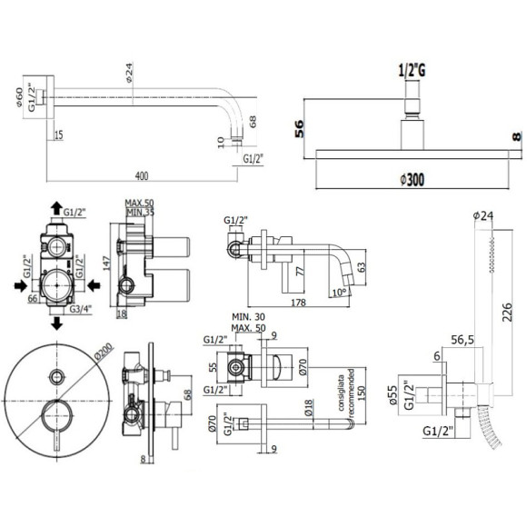 Комплект смесителей Paffoni Light KITLIG015HG006KING Золото медовое