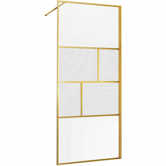 Душевая перегородка Vincea Walk-In 120 VSW-1HC120CFBG профиль Брашированное золото стекло прозрачное/рифленое