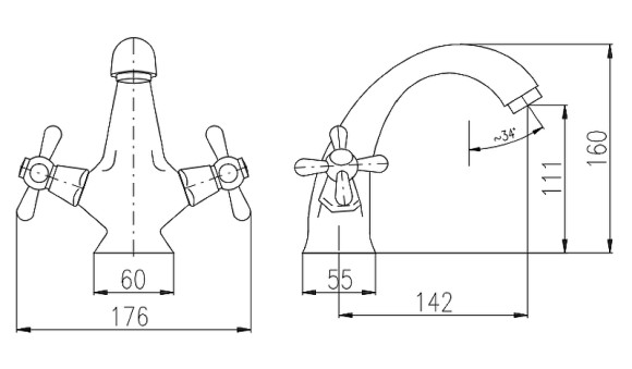 Смеситель для раковины Rav Slezak Morava retro MK128.5CMATC Черный матовый Хром