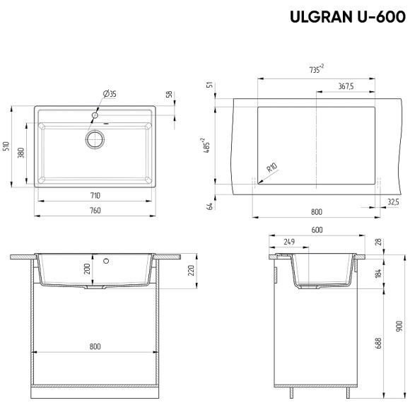 Кухонная мойка Ulgran Classic U-600-302 Песочная Кухонная мойка Ulgran Classic U-600-302 Песочная