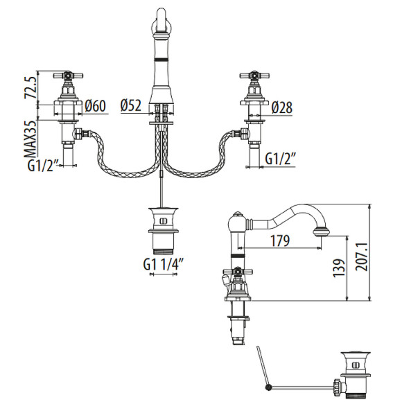 Смеситель для раковины Gattoni TRD TR096/18C0 Хром Смеситель для раковины Gattoni TRD TR096/18C0 Хром
