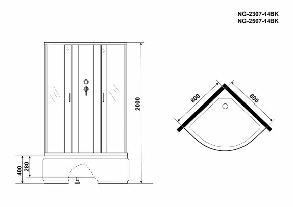 Душевая кабина Niagara Classic 80x80 NG-2507-14BK без гидромассажа Душевая кабина Niagara Classic 80x80 NG-2507-14BK без гидромассажа
