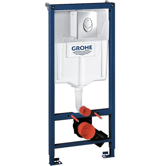 Комплект унитаза Vincea Evo Rimless VT1-34S с инсталляцией Grohe Rapid SL 38721001 с сиденьем Микролифт и клавишей смыва Хром