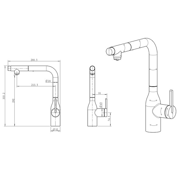 Смеситель для кухни Paulmark Viper Vi213105-B Беретта