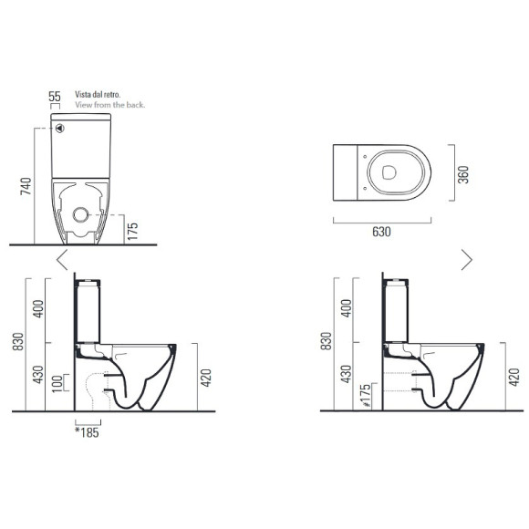 Унитаз компакт GSI Pura 880611 Белый глянцевый без бачка и сиденья Унитаз компакт GSI Pura 880611 Белый глянцевый без бачка и сиденья