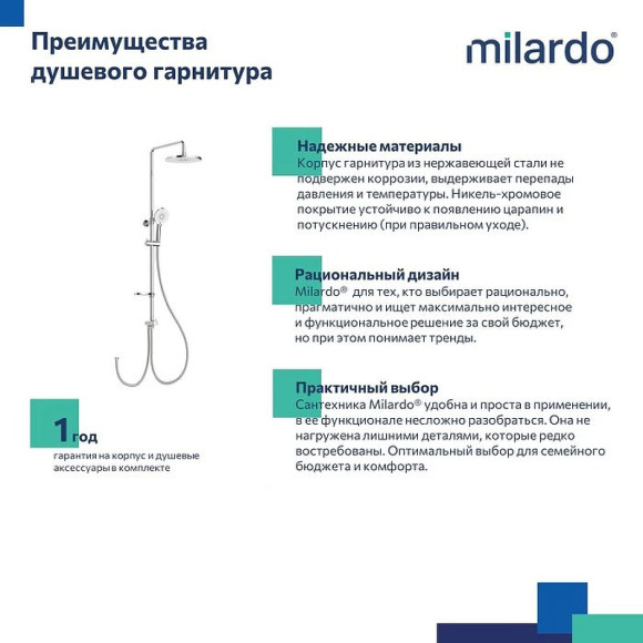 Душевая система Milardo Ideal Spa ILSSB3FM76 Хром Душевая система Milardo Ideal Spa ILSSB3FM76 Хром