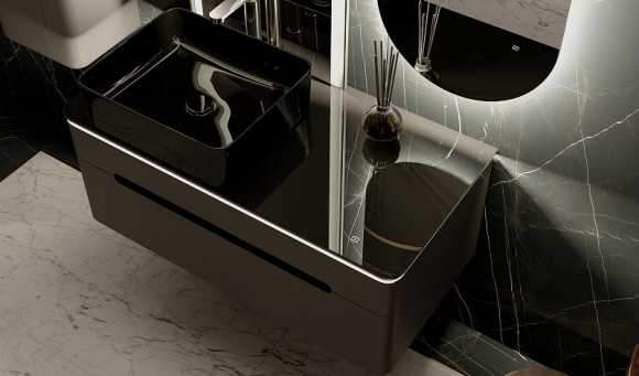 Тумба под раковину Jorno Shine 100 Shi.01.100/P/A подвесная Антрацит