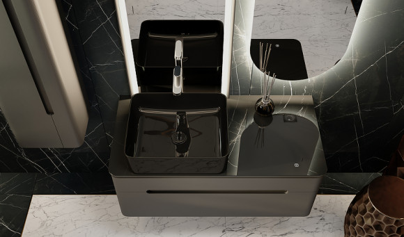 Тумба под раковину Jorno Shine 100 Shi.01.100/P/A подвесная Антрацит