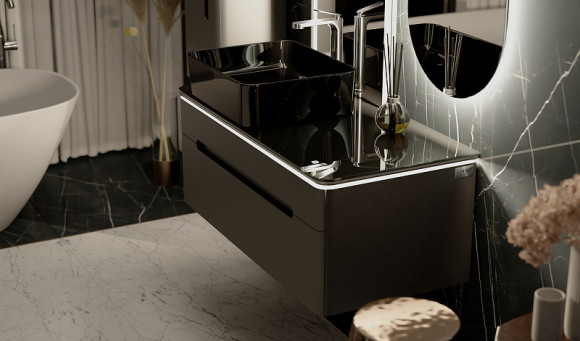 Тумба под раковину Jorno Shine 100 Shi.01.100/P/A подвесная Антрацит