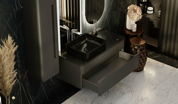 Тумба под раковину Jorno Shine 100 Shi.01.100/P/A подвесная Антрацит