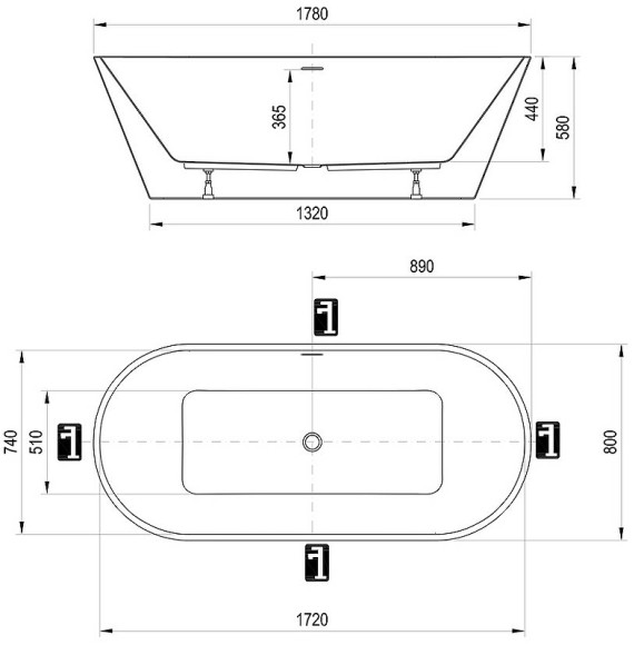 Акриловая ванна Ravak Solo 178x80 XC00100025 без гидромассажа Акриловая ванна Ravak Solo 178x80 XC00100025 без гидромассажа