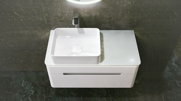 Тумба под раковину Jorno Shine 90 Shi.01.90/P/W подвесная Белый глянец