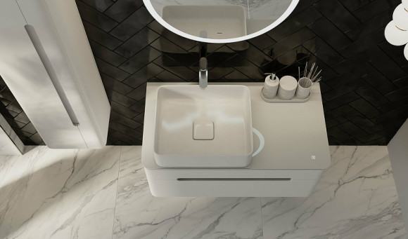 Тумба под раковину Jorno Shine 90 Shi.01.90/P/W подвесная Белый глянец