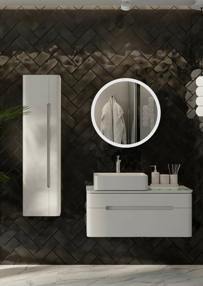 Тумба под раковину Jorno Shine 90 Shi.01.90/P/W подвесная Белый глянец