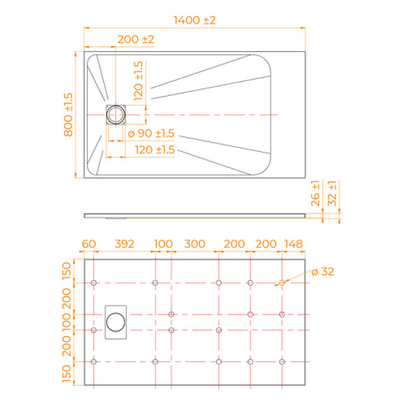 Душевой поддон из стеклопластика RGW TSS-W 140x80 553502814-01 Белый