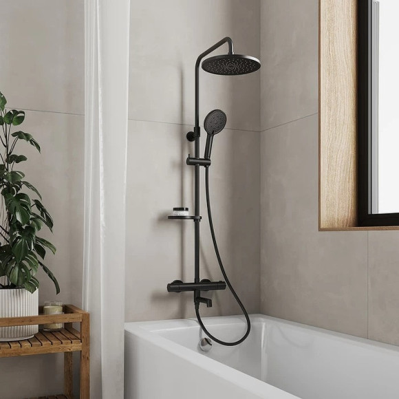 Душевая система Milardo Ideal Spa ILSBLTHM06 с термостатом Черная матовая