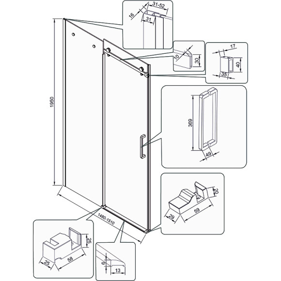 Душевая дверь Veconi Vianno VN-74B 150 VN74B-150-01-C4 профиль Черный матовый стекло прозрачное Душевая дверь Veconi Vianno VN-74B 150 VN74B-150-01-C4 профиль Черный матовый стекло прозрачное