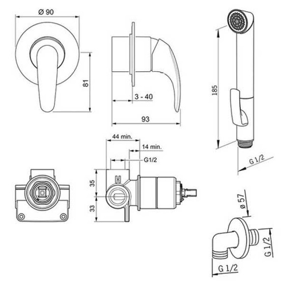 Гигиенический душ со смесителем Oras Polara 1488 Хром Гигиенический душ со смесителем Oras Polara 1488 Хром