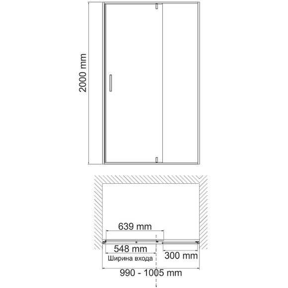 Душевая дверь WasserKRAFT Aisch 100 55P12 профиль Матовое золото стекло прозрачное Душевая дверь WasserKRAFT Aisch 100 55P12 профиль Матовое золото стекло прозрачное