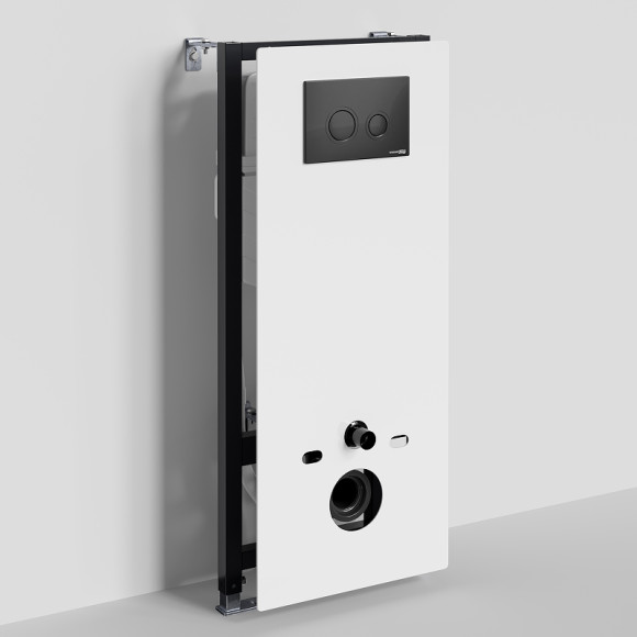 Инсталляция WasserKRAFT Abens 20TLT.010.ME.WH.MB01 для унитаза Белое стекло с Черной матовой клавишей смыва Инсталляция WasserKRAFT Abens 20TLT.010.ME.WH.MB01 для унитаза Белое стекло с Черной матовой клавишей смыва