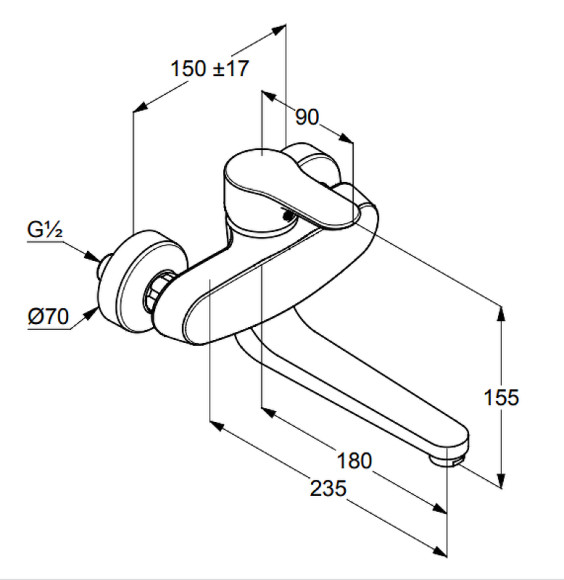 Смеситель для кухни Kludi Objekta 328820575 Хром
