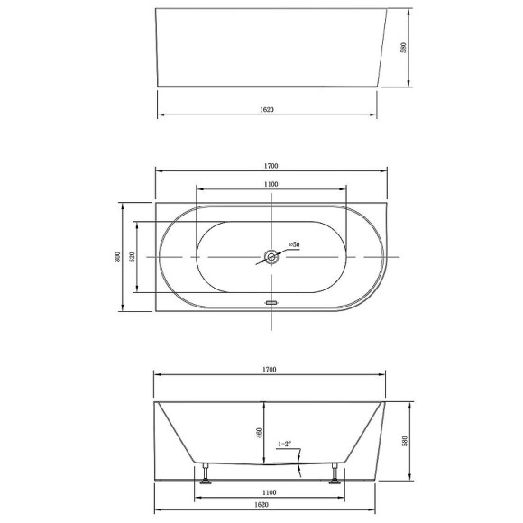Акриловая ванна Vincea 170x80 VBT-402-1700L без гидромассажа Акриловая ванна Vincea 170x80 VBT-402-1700L без гидромассажа
