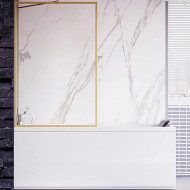 Шторка на ванну Veconi Palau 80 PL85G-80-01-C7 профиль Брашированное золото стекло прозрачное