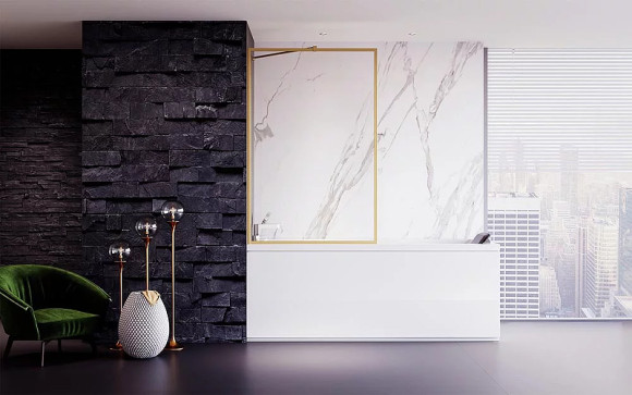 Шторка на ванну Veconi Palau 80 PL85G-80-01-C7 профиль Брашированное золото стекло прозрачное Шторка на ванну Veconi Palau 80 PL85G-80-01-C7 профиль Брашированное золото стекло прозрачное