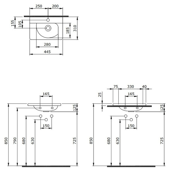 Раковина Berges Small 45 182008 Белая глянцевая Раковина Berges Small 45 182008 Белая глянцевая