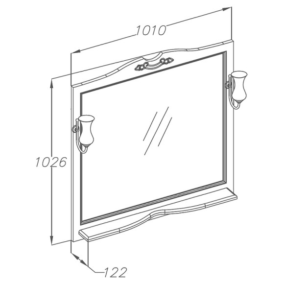 Зеркало Opadiris Валери 105 00-00007037 Белое матовое с выключателем