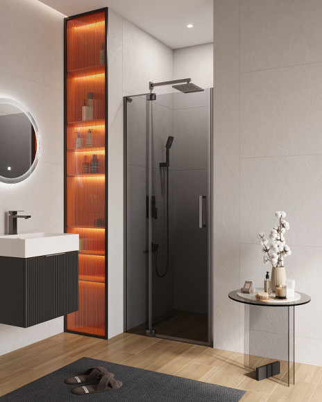 Душевая дверь Cezares Slider 80 SLIDER-B-1-70/80-GRIGIO-GM профиль Оружейная сталь стекло серое