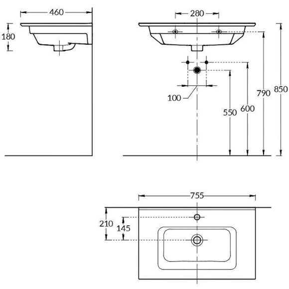 Раковина Kerama Marazzi Piano 75 PI.wb.75 Белая глянцевая Раковина Kerama Marazzi Piano 75 PI.wb.75 Белая глянцевая
