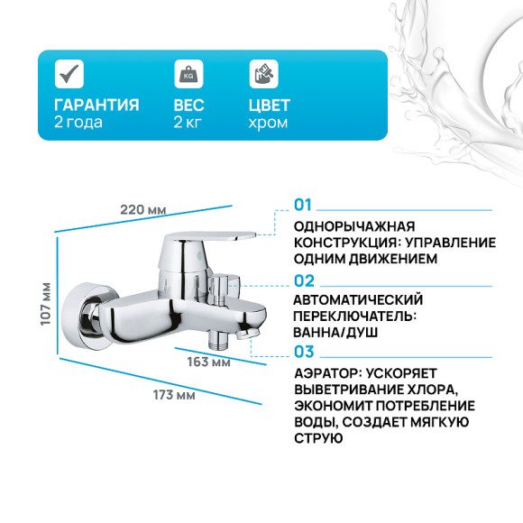 Смеситель для ванны Grohe Eurosmart Cosmopolitan 32831000 Хром Смеситель для ванны Grohe Eurosmart Cosmopolitan 32831000 Хром