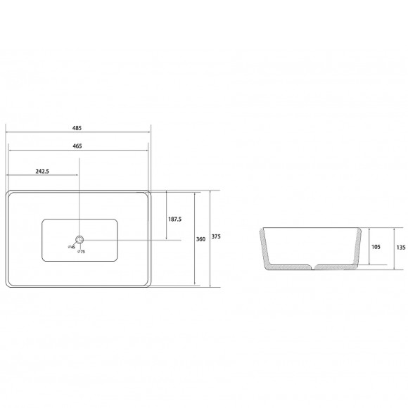 Раковина-чаша Abber Rechteck 48 AC2212 Белая
